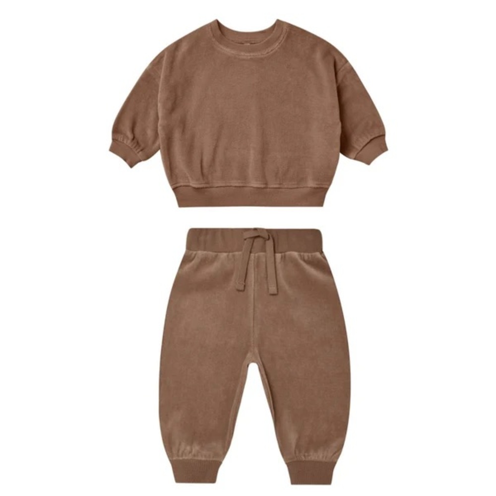 Quincy Mae Brown Velour Matching Set NWT